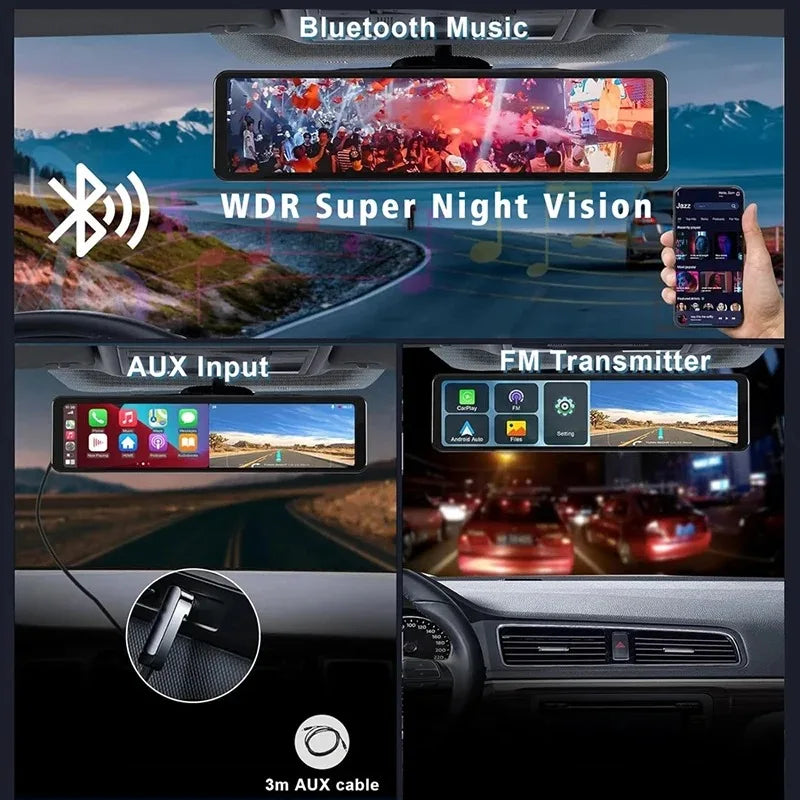 Rétroviseur connecté 4K – CarPlay & Android Auto